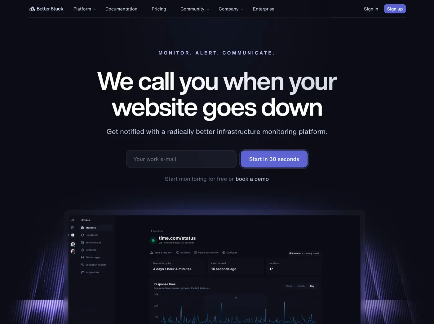 Dashboard Better Stack - Layanan monitoring uptime Dashboard Better Stack - Layanan monitoring uptime