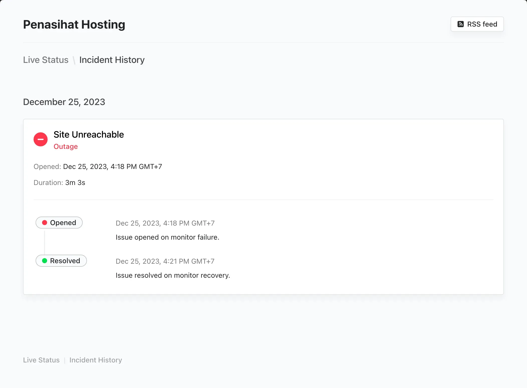 Laporan status live Cronitor Laporan status live Cronitor